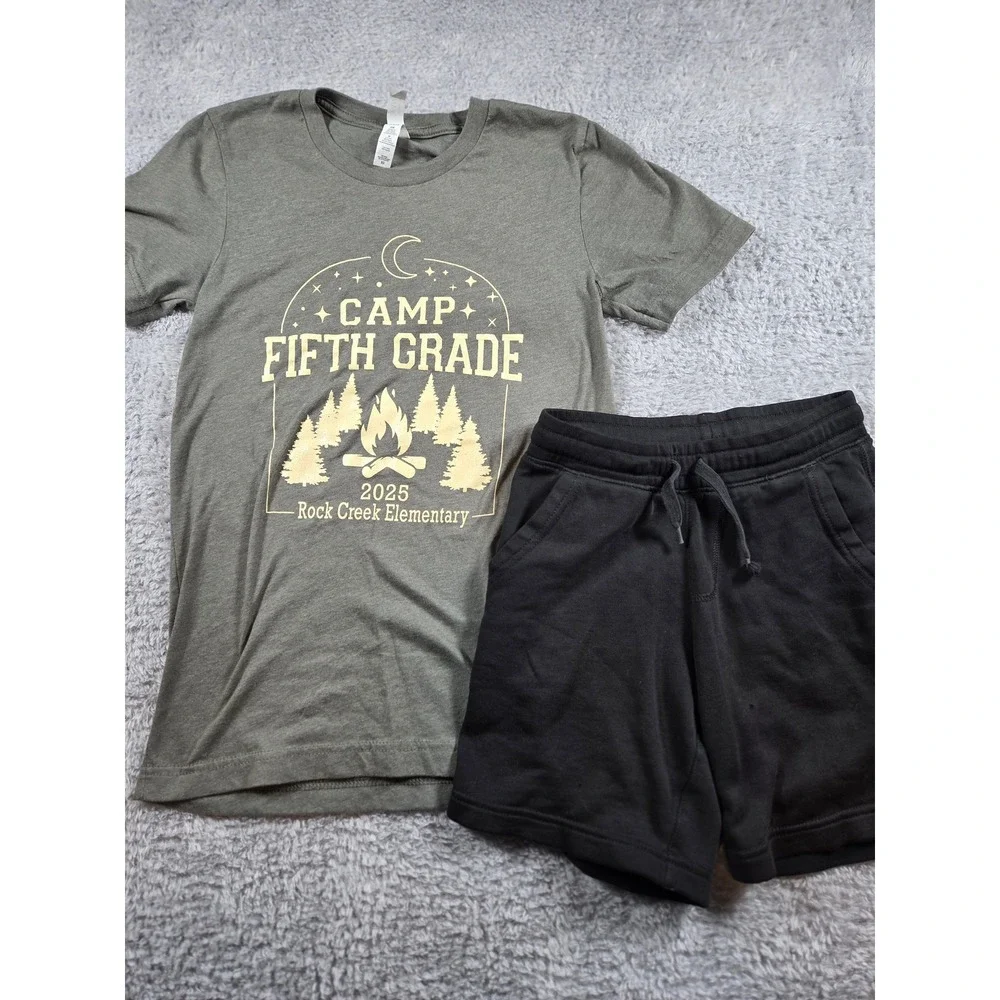 Canvas Camp‎ Fifth Grade 2025 Rock Creek Elementary Shirt and Black Shorts Set
